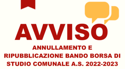 Annullamento e ripubblicazione Bando Borsa di studio comunale a.s.22-23