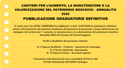 CANTIERI PER L’AUMENTO, LA MANUTENZIONE E LA VALORIZZAZIONE DEL PATRIMONIO BOSCHIVO- ANNUALITÀ 2022